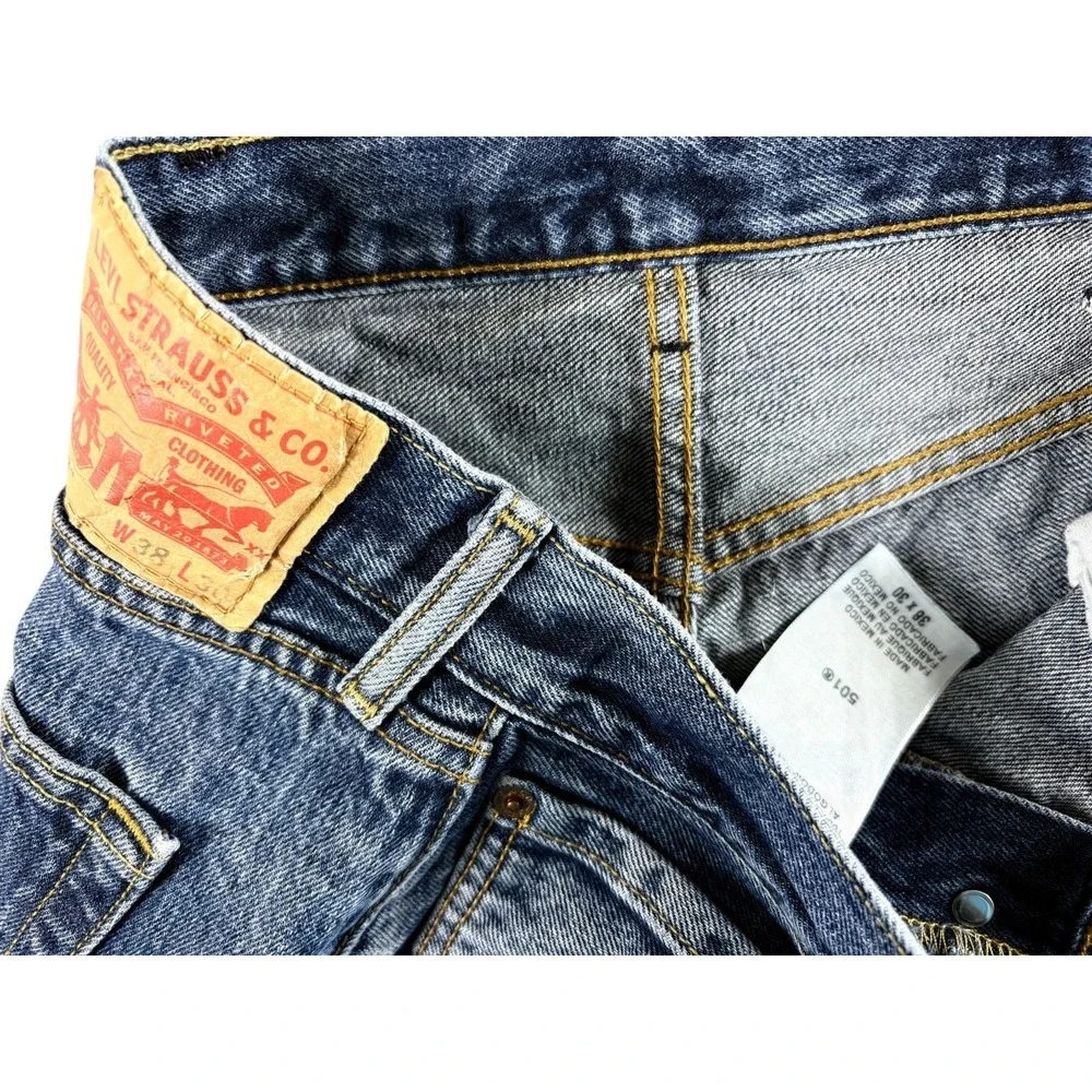 Levi's 501 Original Fit Jeans Mens 38x30 Blue Denim Medium Wash Straight Leg